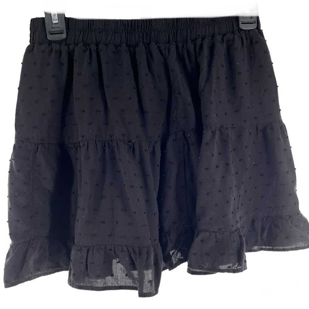 Forever Skirt Mini Polka Dots Swiss Dots Black Lined Ruffle Large